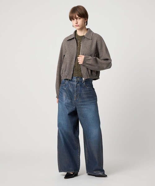 ASTRAET（アストラット）の「＜ASTRAET＞ハウンドトゥース ステンカラー ジップブルゾン（その他アウター・レディース・ブラウン系・0/1）」の4枚目の写真