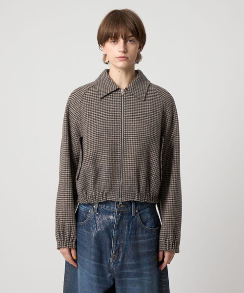 ASTRAET（アストラット）の「＜ASTRAET＞ハウンドトゥース ステンカラー ジップブルゾン（その他アウター・レディース・ブラウン系・0/1）」の5枚目の写真