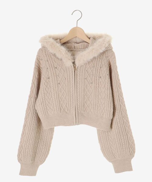 MAJESTIC LEGON（マジェスティックレゴン）の「キラキラフード付きニットパーカー（パーカー・レディース・アイボリー/ブラック/ベージュ/グレー・MEDIUM）」の17枚目の写真