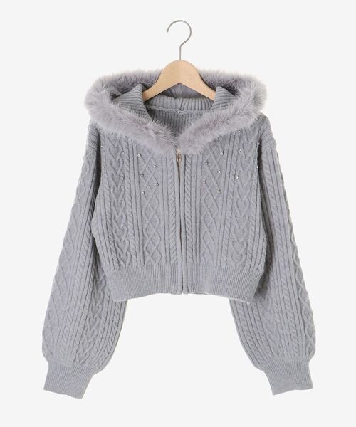 MAJESTIC LEGON（マジェスティックレゴン）の「キラキラフード付きニットパーカー（パーカー・レディース・アイボリー/ブラック/ベージュ/グレー・MEDIUM）」の18枚目の写真