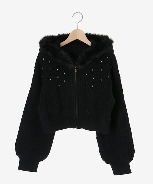 MAJESTIC LEGON（マジェスティックレゴン）の「キラキラフード付きニットパーカー（パーカー・レディース・アイボリー/ブラック/ベージュ/グレー・MEDIUM）」の19枚目の写真