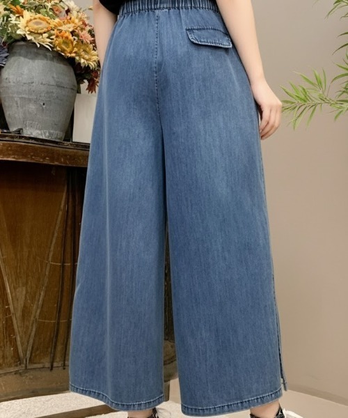 cammie(キャミー)の「裾スリットデニムワイドパンツ(デニムパンツ・レディース・インディゴブルー・L/M)」の7枚目の写真