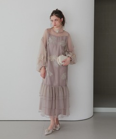 セール】hem tiered volume sleeve embroidery OP（ワンピース