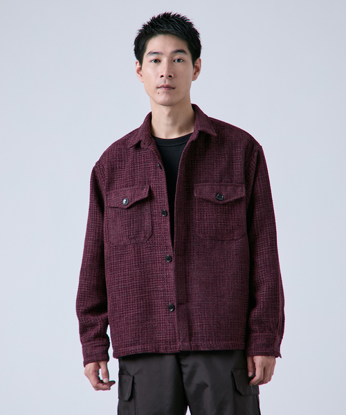 B.C STOCK（ベーセーストック）の「ツイードモール CPO シャツジャケット（シャツ/ブラウス・メンズ・ベージュ/レッド/ブラック・LARGE/MEDIUM）」の3枚目の写真