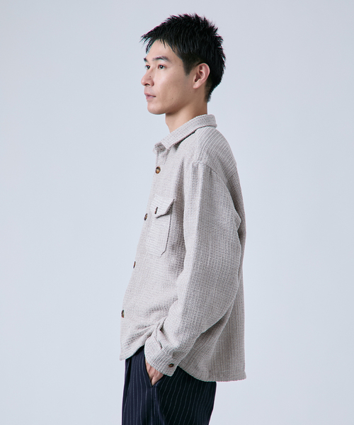 B.C STOCK（ベーセーストック）の「ツイードモール CPO シャツジャケット（シャツ/ブラウス・メンズ・ベージュ/レッド/ブラック・LARGE/MEDIUM）」の10枚目の写真