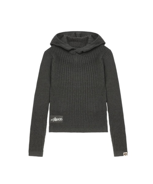 APEE BY A BATHING APE(エイピーバイアベイシングエイプ)の「HOODED RIB SWEATER(ニット/セーター・レディース・グレー/ブラック・X-SMALL/SMALL)」の1枚目の写真
