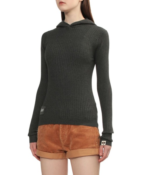 APEE BY A BATHING APE(エイピーバイアベイシングエイプ)の「HOODED RIB SWEATER(ニット/セーター・レディース・グレー/ブラック・X-SMALL/SMALL)」の6枚目の写真