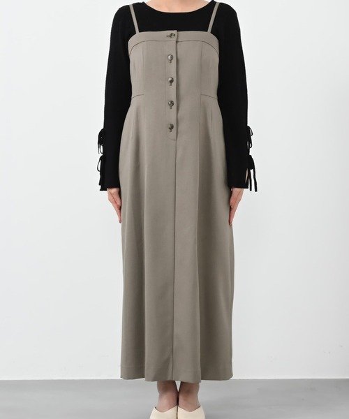 フロントボタンIラインジャンパースカート 【低身長・小柄女性
