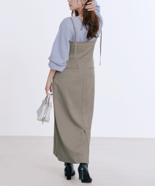 フロントボタンIラインジャンパースカート 【低身長・小柄女性