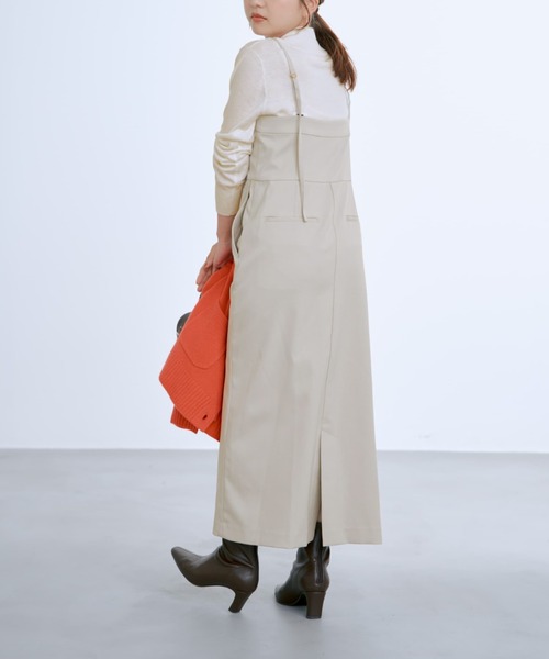 フロントボタンIラインジャンパースカート 【低身長・小柄女性