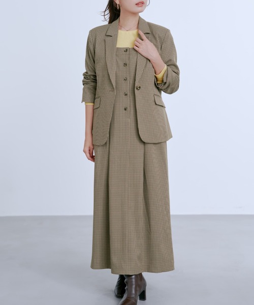 フロントボタンIラインジャンパースカート 【低身長・小柄女性