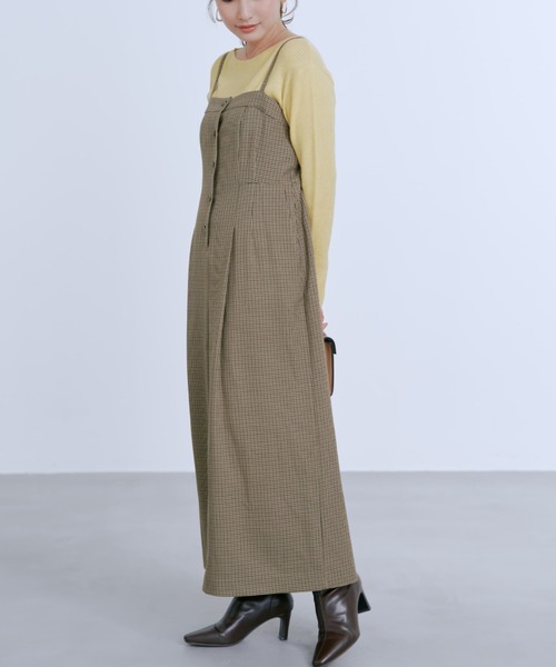 フロントボタンIラインジャンパースカート 【低身長・小柄女性