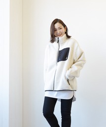 【RES】【KANGOL】ハイネック ボアジップジャケット