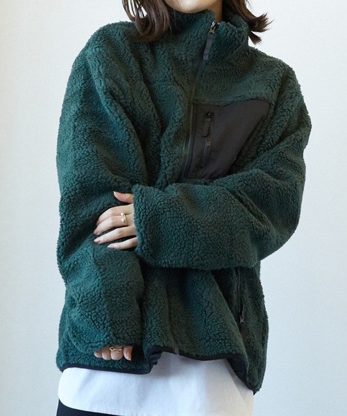 KANGOL(カンゴール)の「【RES】【KANGOL】ハイネック ボアジップジャケット(ブルゾン・レディース・ホワイト/ベージュ/ブラック/ライトパープル/ダークグリーン/その他3/モカ/その他・LARGE/MEDIUM/X-LARGE)」の5枚目の写真