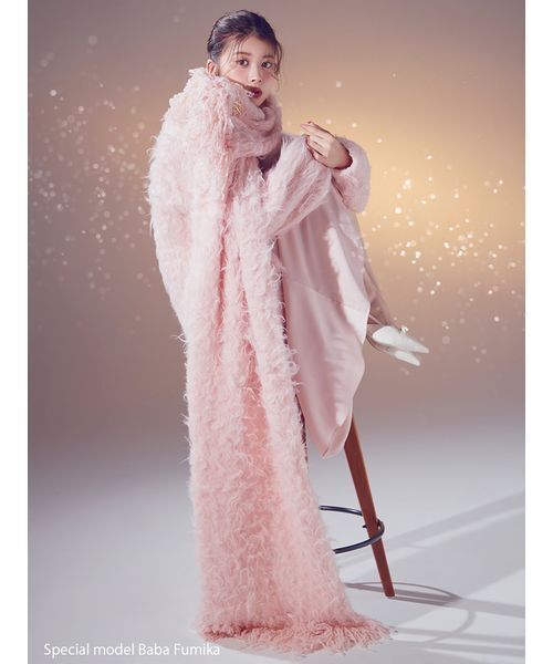 SNIDEL（スナイデル）の「ファーロングマフラー（マフラー・レディース・アイボリー/ライトピンク/ネイビー・F）」の4枚目の写真