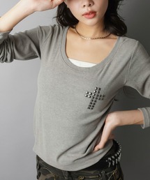SPINNS | ギャル復活★スタッズが光る起毛テレコロンT(Tシャツ/カットソー)