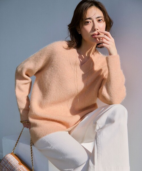 今季新品23区★モヘヤミックススパングル Vネック ニット セール】モヘヤミックススパングル Vネック ニット（ニット/セーター