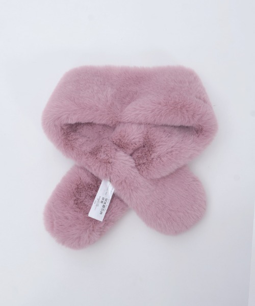 axes femme（アクシーズファム）の「ブローチ付きファーティペット（マフラー・レディース・ブラック/キナリ/ピンク・FREE）」の8枚目の写真