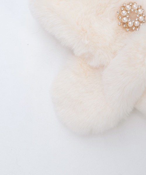 axes femme（アクシーズファム）の「ブローチ付きファーティペット（マフラー・レディース・ブラック/キナリ/ピンク・FREE）」の20枚目の写真