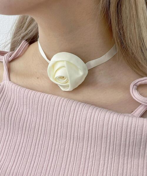 WEGO（ウィゴー）の「WEGO/ローズリボンチョーカー（チョーカー・レディース・ピンク/ホワイト/ブラック・FREE）」の2枚目の写真