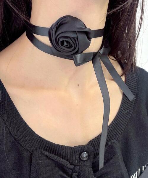 WEGO（ウィゴー）の「WEGO/ローズリボンチョーカー（チョーカー・レディース・ピンク/ホワイト/ブラック・FREE）」の3枚目の写真