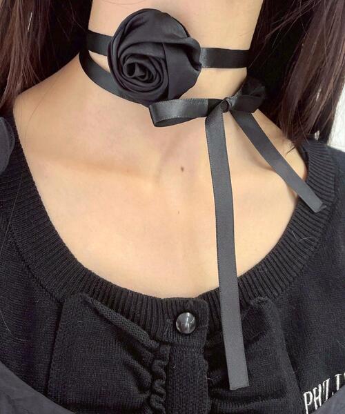 WEGO（ウィゴー）の「WEGO/ローズリボンチョーカー（チョーカー・レディース・ピンク/ホワイト/ブラック・FREE）」の5枚目の写真