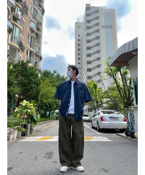F.ILLUMINATE(フィルミネイト)の「CITYBOY BIG OVER OXFORD HALF SLEEVE SHIRT - NAVY(シャツ/ブラウス・レディース・その他・MEDIUM)」の6枚目の写真