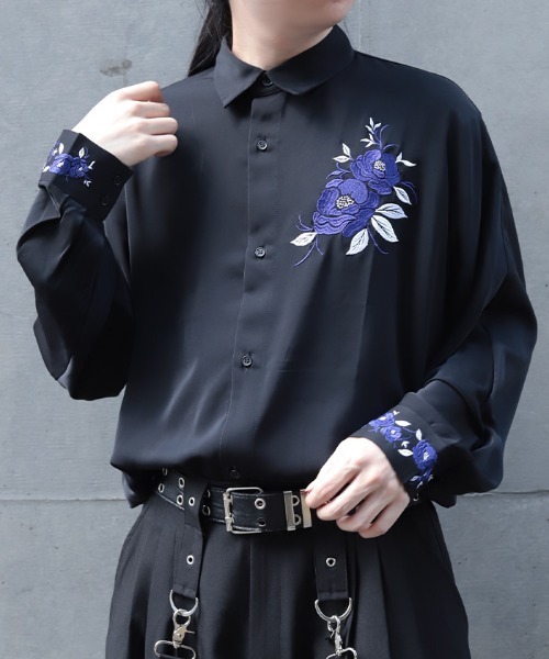 REZEN(リゼン)の「椿刺繍シャツ(シャツ/ブラウス・メンズ・ブルーパープル/ライトグレー/ローズ・LARGE/MEDIUM)」の13枚目の写真