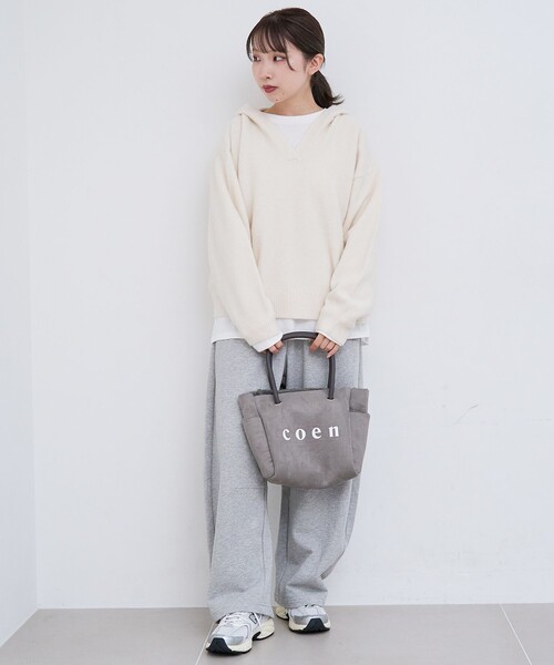 coen(コーエン)の「フラッフィーフーディ ウォッシャブルニット(WEB限定カラーあり)(ニット/セーター・レディース・オフホワイト/ライトブルー/ネイビー/ダークグレー・L/M)」の12枚目の写真