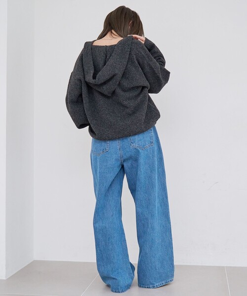 coen(コーエン)の「フラッフィーフーディ ウォッシャブルニット(WEB限定カラーあり)(ニット/セーター・レディース・オフホワイト/ライトブルー/ネイビー/ダークグレー・L/M)」の17枚目の写真