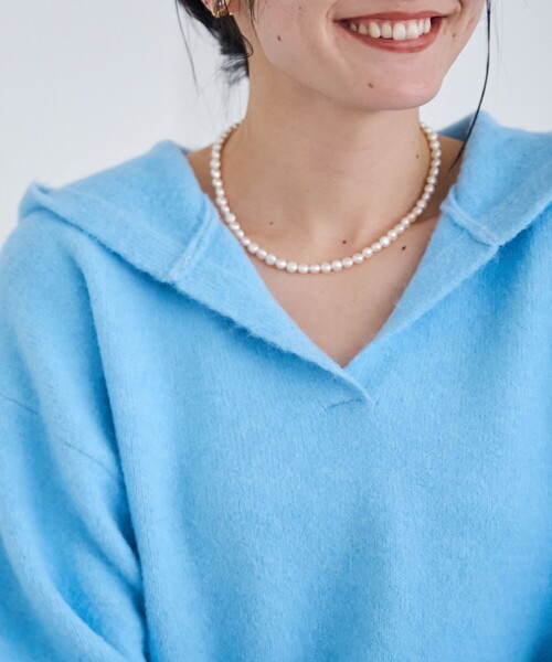 coen(コーエン)の「フラッフィーフーディ ウォッシャブルニット(WEB限定カラーあり)(ニット/セーター・レディース・オフホワイト/ライトブルー/ネイビー/ダークグレー・L/M)」の21枚目の写真