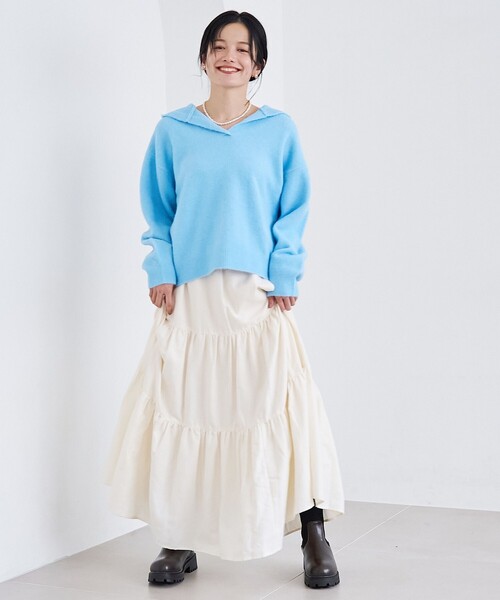 coen(コーエン)の「フラッフィーフーディ ウォッシャブルニット(WEB限定カラーあり)(ニット/セーター・レディース・オフホワイト/ライトブルー/ネイビー/ダークグレー・L/M)」の22枚目の写真