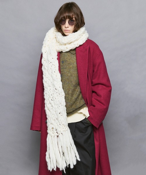 MAISON SPECIAL（メゾンスペシャル）の「《UNISEX》Volume Yarn Fringe Scarf/ボリュームヤーンフリンジマフラー【MAISON SPECIAL/メゾンスペシャル】（マフラー・メンズ・アイボリー/ブラック・FREE）」の3枚目の写真