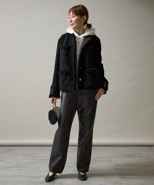 VERMEIL par iena(ヴェルメイユパーイエナ)の「Wool Tweed ジャケット(ノーカラージャケット・レディース・ブラック・36/38)」の7枚目の写真