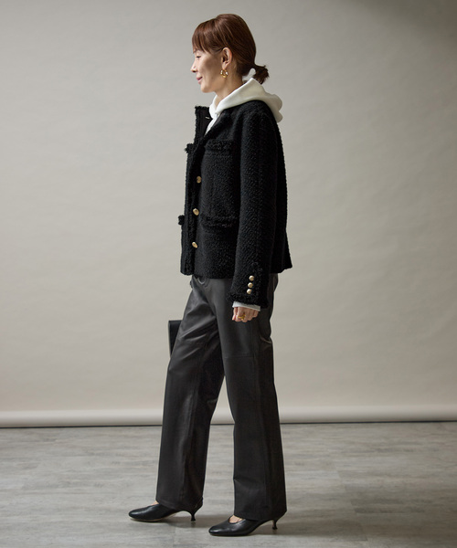 VERMEIL par iena(ヴェルメイユパーイエナ)の「Wool Tweed ジャケット(ノーカラージャケット・レディース・ブラック・36/38)」の8枚目の写真