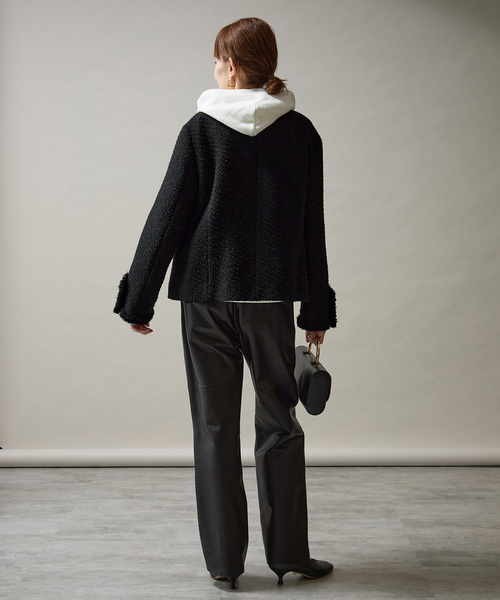 VERMEIL par iena(ヴェルメイユパーイエナ)の「Wool Tweed ジャケット(ノーカラージャケット・レディース・ブラック・36/38)」の9枚目の写真