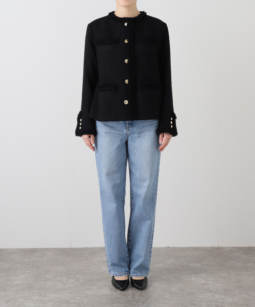 VERMEIL par iena(ヴェルメイユパーイエナ)の「Wool Tweed ジャケット(ノーカラージャケット・レディース・ブラック・36/38)」の10枚目の写真