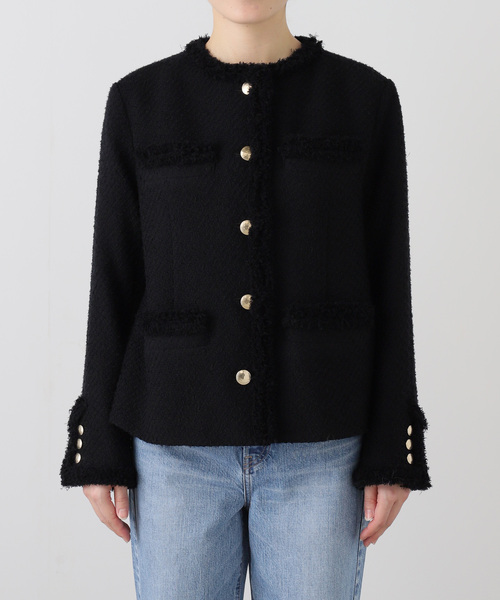 VERMEIL par iena(ヴェルメイユパーイエナ)の「Wool Tweed ジャケット(ノーカラージャケット・レディース・ブラック・36/38)」の11枚目の写真