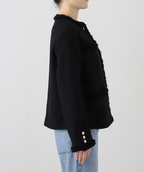 VERMEIL par iena(ヴェルメイユパーイエナ)の「Wool Tweed ジャケット(ノーカラージャケット・レディース・ブラック・36/38)」の14枚目の写真