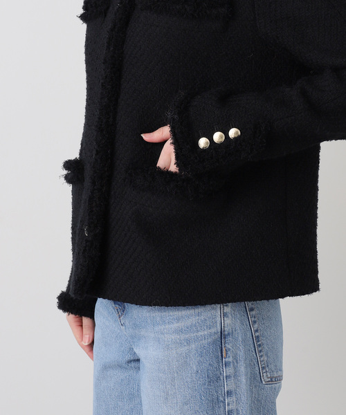 VERMEIL par iena(ヴェルメイユパーイエナ)の「Wool Tweed ジャケット(ノーカラージャケット・レディース・ブラック・36/38)」の16枚目の写真