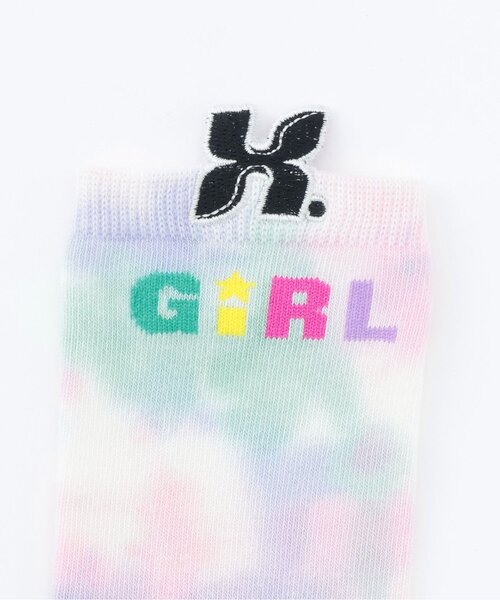 X-girl Stages（エックスガールステージス）の「タイダイ立体ロゴクルーソックス（ソックス/靴下・キッズ・カラフル・15-17cm/17-19cm/19-21cm）」の4枚目の写真