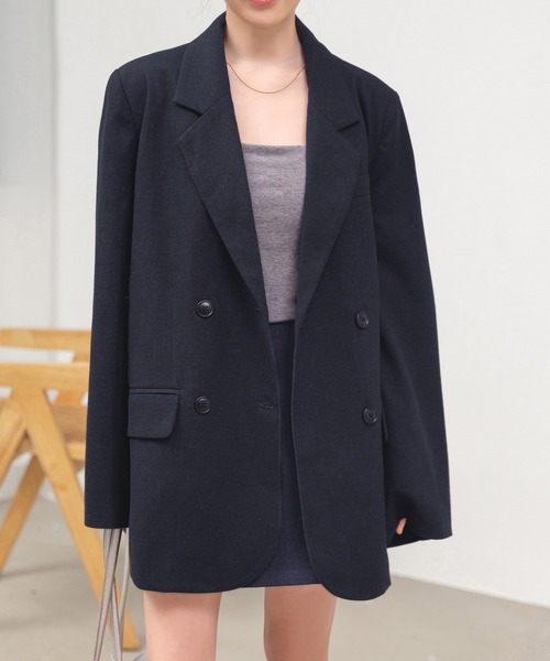 DAY CLOSET（デイ クローゼット）の「【セットアップ/肩パッド・ぺチパンツ付き/バックゴム】オンオフ問わず使える。長袖テーラードジャケット+ミニスカート+クロシェ編みストール ３点セット レディース（セットアップ・レディース・ブラック/ダークブラウン/ダークネイビー・S/M）」の19枚目の写真
