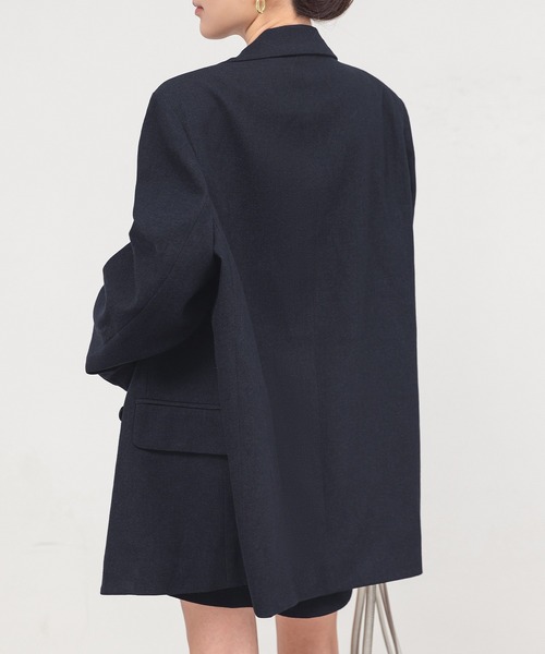 DAY CLOSET（デイ クローゼット）の「【セットアップ/肩パッド・ぺチパンツ付き/バックゴム】オンオフ問わず使える。長袖テーラードジャケット+ミニスカート+クロシェ編みストール ３点セット レディース（セットアップ・レディース・ブラック/ダークブラウン/ダークネイビー・S/M）」の20枚目の写真