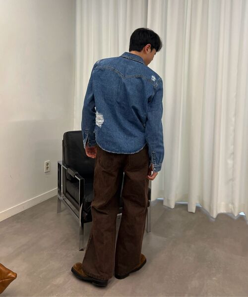 DUSTYWHITE(ダスティーホワイト)の「BROWN DIRTY WASHED OXFORD WIDE TUCK PANTS(その他パンツ・メンズ・その他・LARGE/MEDIUM/SMALL)」の7枚目の写真