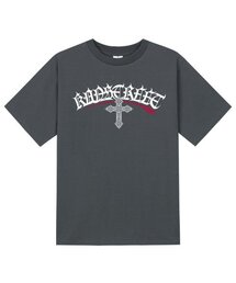 KTG0162 レタリングクロスガット半袖Tシャツ - グレー
