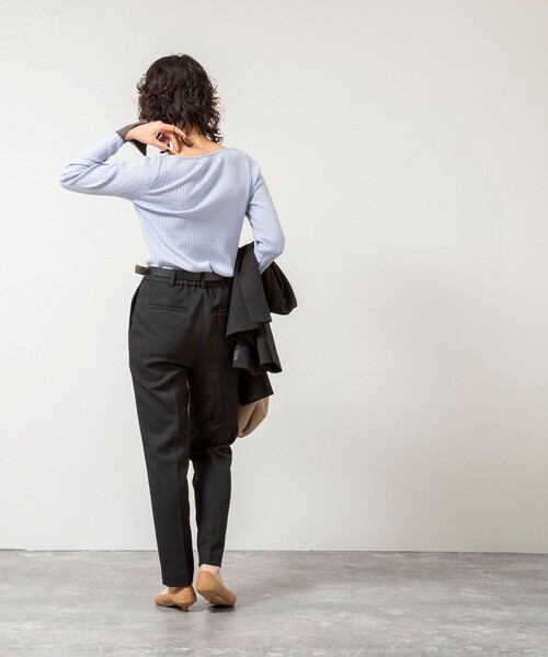 NOLLEY’S Sophi（ノーリーズソフィ）の「《手洗い可能》ウール混ワイドリブ袖口配色プルオーバー（ニット/セーター・レディース・ダークネイビー/サックスブルー/グレー・38）」の5枚目の写真