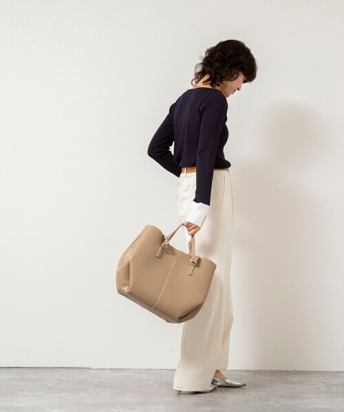 NOLLEY’S Sophi（ノーリーズソフィ）の「《手洗い可能》ウール混ワイドリブ袖口配色プルオーバー（ニット/セーター・レディース・ダークネイビー/サックスブルー/グレー・38）」の22枚目の写真