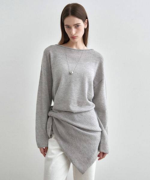 MONGDOL(モンドル)の「ルーズアルパカボートネックニットトップグレーMDKT119GRAY(ニット/セーター・レディース・その他・F)」の1枚目の写真
