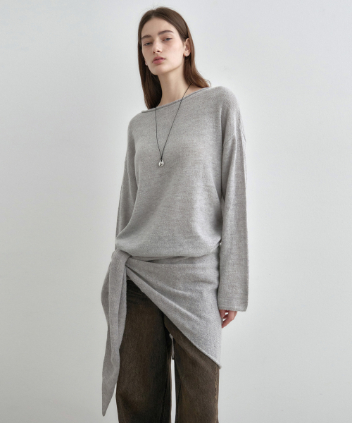 MONGDOL(モンドル)の「ルーズアルパカボートネックニットトップグレーMDKT119GRAY(ニット/セーター・レディース・その他・F)」の2枚目の写真