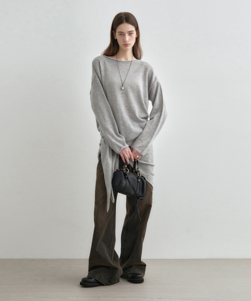 MONGDOL(モンドル)の「ルーズアルパカボートネックニットトップグレーMDKT119GRAY(ニット/セーター・レディース・その他・F)」の3枚目の写真